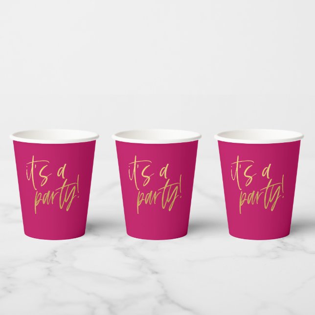 Hot Rosa und Gold Party Pappbecher (Multi)