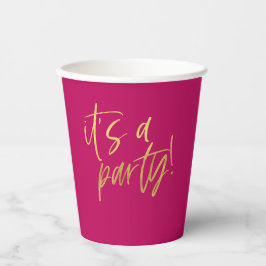 Hot Rosa und Gold Party Pappbecher