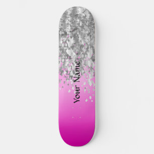 Hot-Rosa und Imitat Glitzer Skateboard