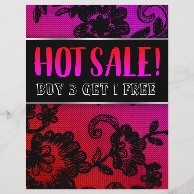 HOT Sale Fire Red Pink Black Lace Flyer (Vorne)
