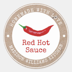 Hot-Sauce-Etikett Eigenart mit Liebe Roter Chil Runder Aufkleber