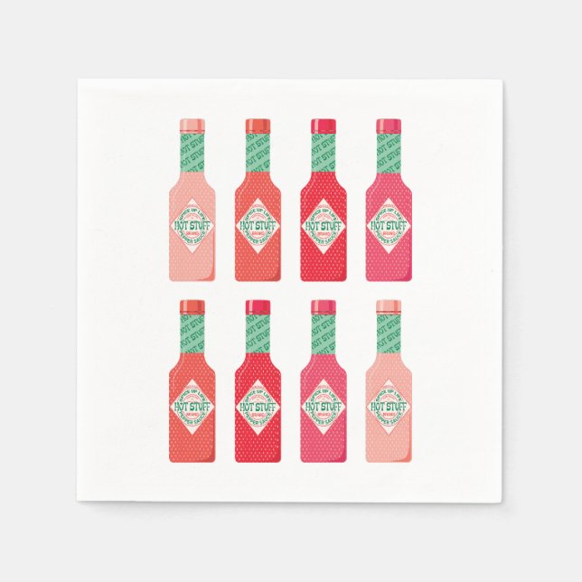 Hot-Sauce-Flaschen Hot-Stuff scharfes Geschenk Serviette (Vorderseite)