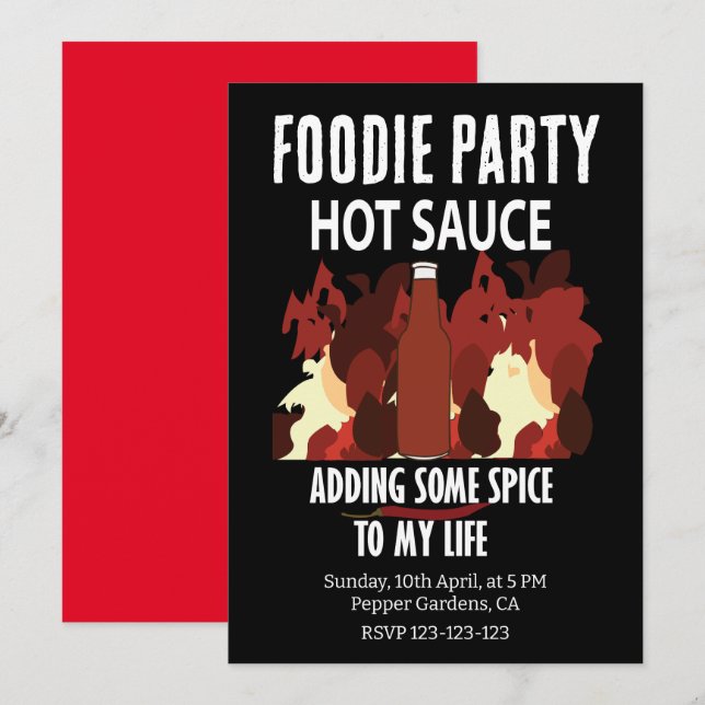 Hot Sauce Ketchup Fire Red Chili Pepper Party Einladung (Vorne/Hinten)