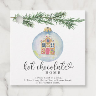 Hot-Schokolade-Bombe-Tag. Watercolor Winter Geschenkanhänger