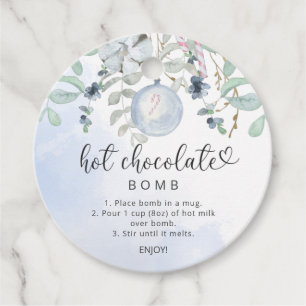 Hot-Schokolade-Bombe-Tag. Watercolor Winter Geschenkanhänger