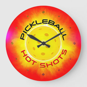 Hot Shots im Pickleball 1 Wall-Uhren Optionen Große Wanduhr