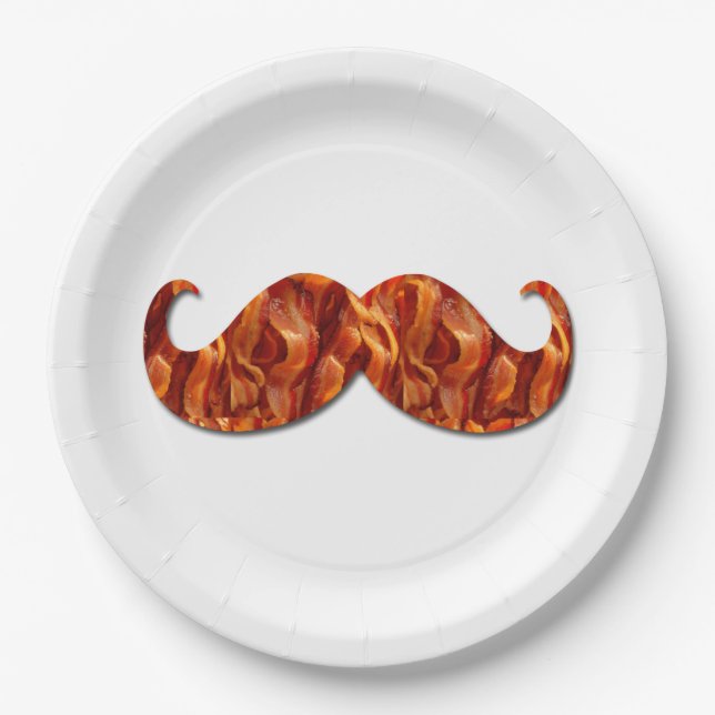 Hot Sizzling Yummy Mustache Bacon Textur Pappteller (Vorderseite)