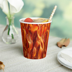 Hot Sizzling Yummy Salty Bacon Textur Pappbecher