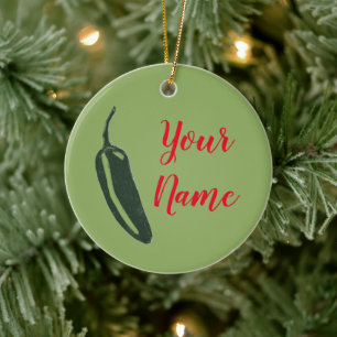 HOT & SPICY Jalapeño Chile Pepper CUSTOM Keramik Ornament