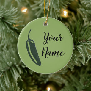 HOT & SPICY Jalapeño Chile Pepper CUSTOM Keramik Ornament