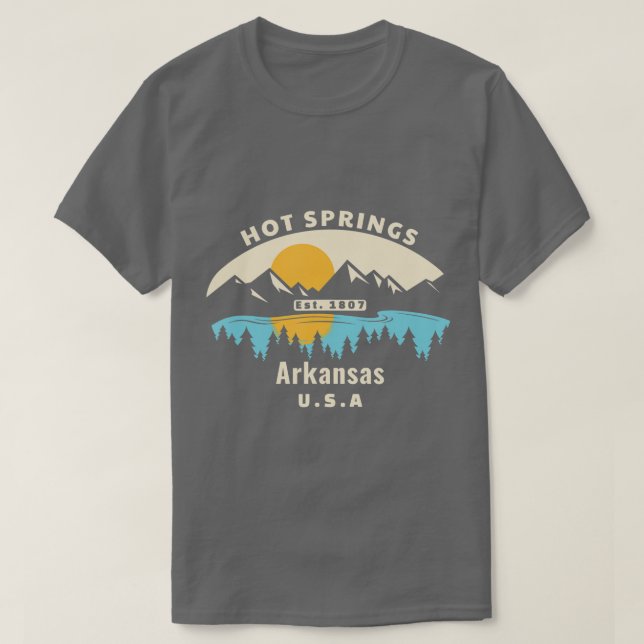 Hot Springs Arkansas Souvenir Mountain Sunset Rive T-Shirt (Design vorne)