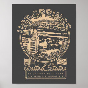 HOT SPRINGS ARKANSAS - STADT WARTER SPRINGS VINTAG POSTER