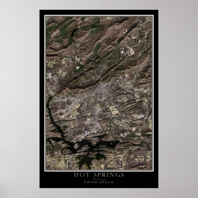Hot Springs Arkansas von Space Satellite Map Poster (Vorne)