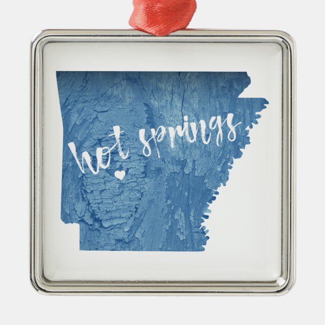 Hot Springs Arkansas Wood Grain Ornament Aus Metall (Vorne)