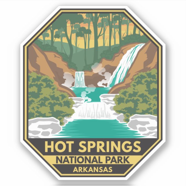Hot Springs Nationalpark Arkansas Retro Aufkleber (Vorderseite)
