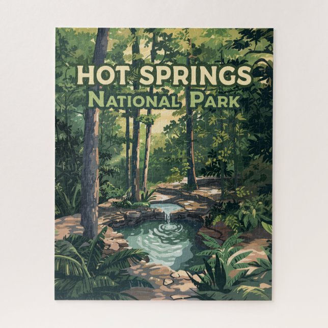 Hot Springs Nationalpark Arkansas Retro Puzzle (Vertikal)