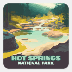 Hot Springs Nationalpark Arkansas Vintage Retro Quadratischer Aufkleber