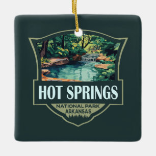 Hot Springs Nationalpark Illustration Retro Abzeic Keramikornament