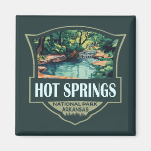 Hot Springs Nationalpark Illustration Retro Abzeic Magnet