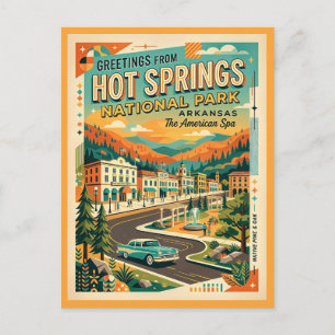 Hot Springs Nationalpark im Vintage-Stil Postkarte