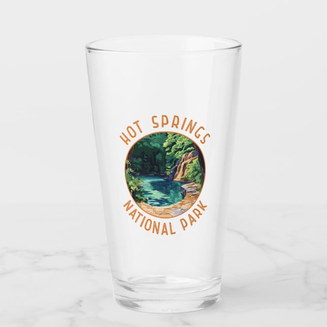 Hot Springs Nationalpark Retro Distressed Circle Glas (Vorderseite)