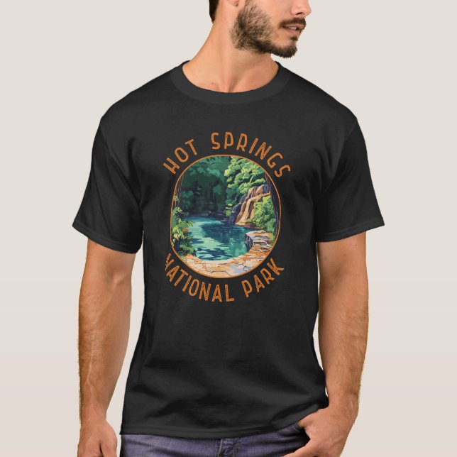 Hot Springs Nationalpark Retro Distressed Circle T-Shirt (Vorderseite)