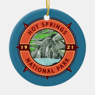 Hot Springs Nationalpark Retro Kompass Emblem Keramik Ornament