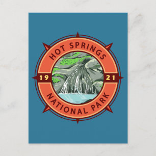 Hot Springs Nationalpark Retro Kompass Emblem Postkarte