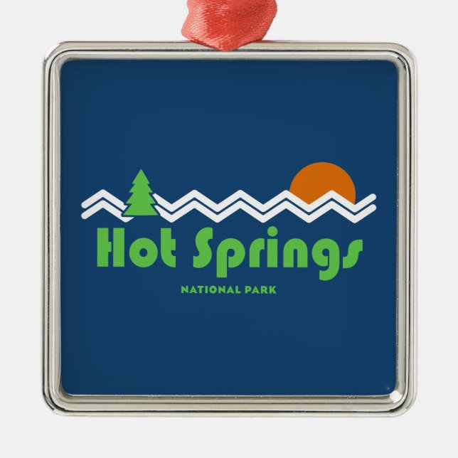 Hot Springs Nationalpark Retro Ornament Aus Metall (Vorne)