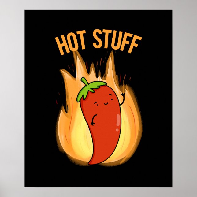 Hot Stuff Funny Red Hot Chili Pepper Pub Dark BG Poster (Vorne)