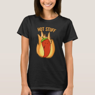 Hot Stuff Funny Red Hot Chili Pepper Pub Dark BG T-Shirt