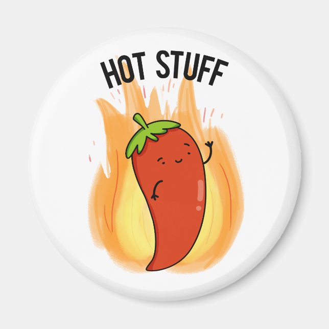 Hot Stuff Funny Red Hot Chili Pfeffer Puff Magnet (Vorne)
