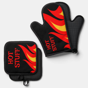 Hot Stuff GRILLEN Feuer Brand Brand Brand Brand Cu Ofenhandschuh & Topflappen-Set