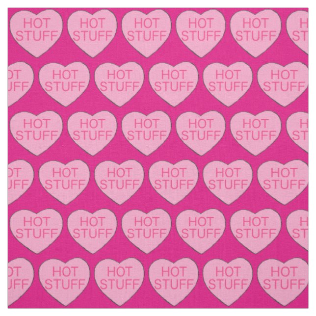 HOT Stuff Pink Candy Heart Print Valentinstag Stoff (Muster)