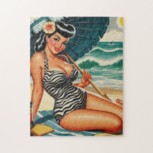 Hot Summer Beach Button Puzzle