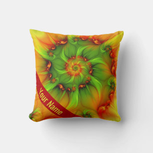 Hot Summer Green Orange Abstrakt Art Name Kissen