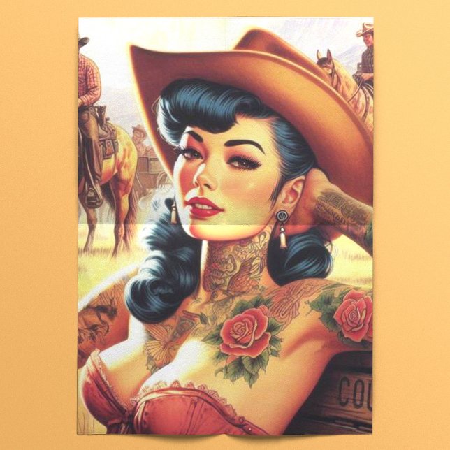 Hot Tattoo Cowgirl Seidenpapier (Von Creator hochgeladen)