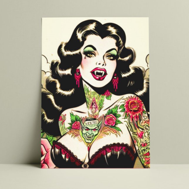 Hot Tattoo Vampire Girl Postkarte (Von Creator hochgeladen)
