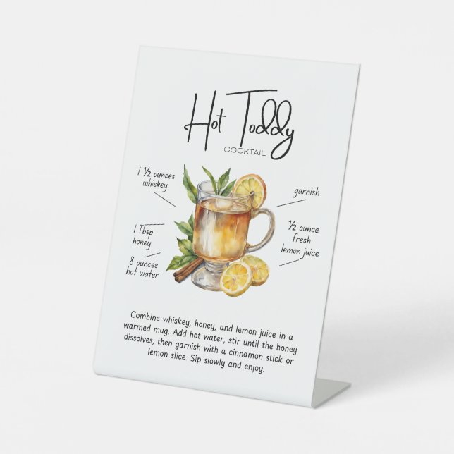 Hot Toddy Cocktail Pedestal Sign Sockelschild (Vorderseite)