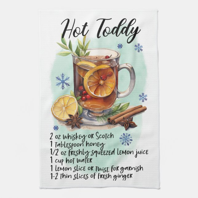 Hot Toddy Rezept Weihnachts Rezept Design Geschirrtuch (Vertikal)