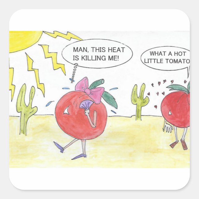 HOT TOMATO QUADRATISCHER AUFKLEBER (Vorderseite)