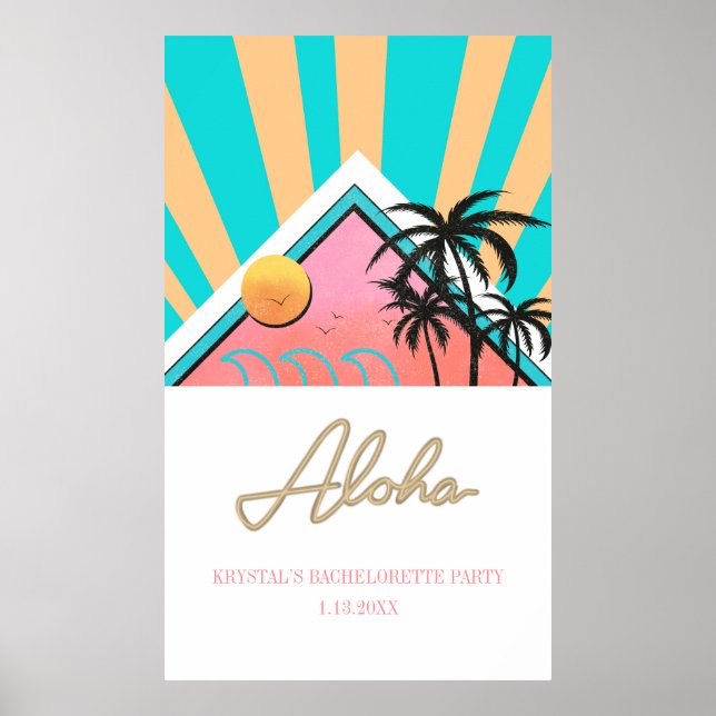 Hot Tropical Beach Junggeselinnen-Abschied Neon Poster (Vorne)