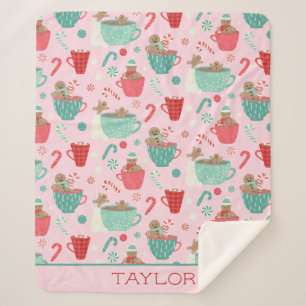 Hot Tub Niedliches Pink-Kakao-Muster Sherpadecke