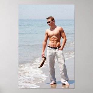 Hot Typ Bare Chest Muskel Abs Beach Shirless Poster