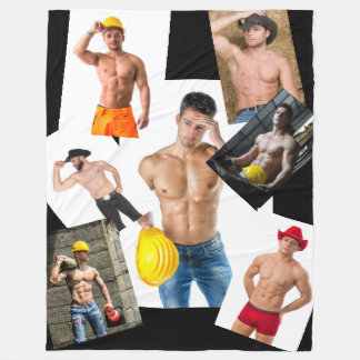 Hot Typ Cowboys & Construction Workers Collage Fleecedecke