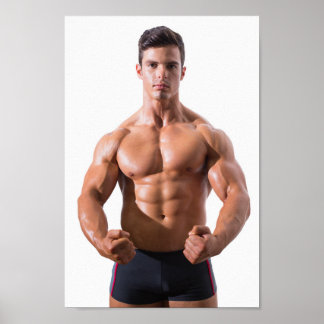 Hot Typ Flexes Muskeln Sexy Shirless Man Hunk Poster