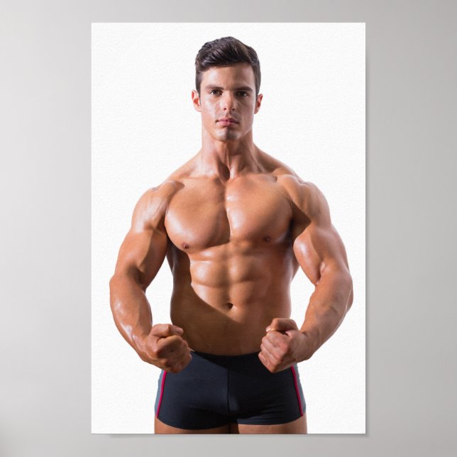 Hot Typ Flexes Muskeln Sexy Shirless Man Hunk Poster (Vorne)