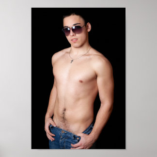 Hot Typ in Jeans Sonnenbrille Sexy Shirless Muscle Poster