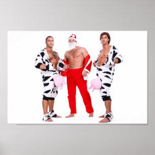 Hot Typ Muscular Men Santa Outfit Funny Christmas Poster
