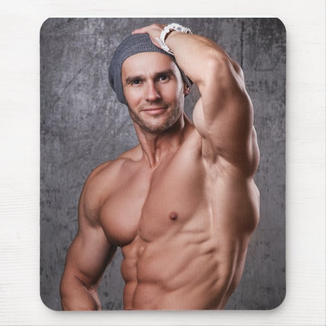 Hot Typ Sexy Shirless Man Hunk Flex Muskeln Mousepad (Vorne)